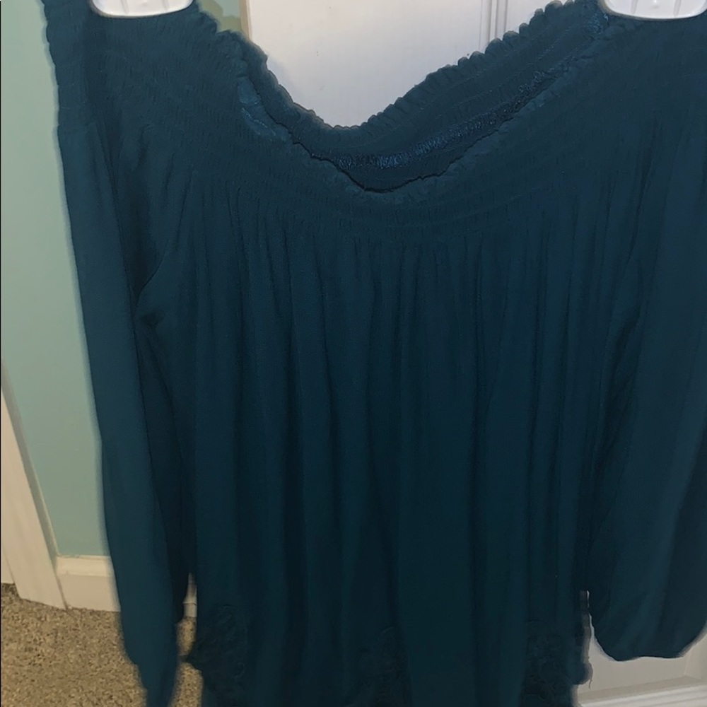 Blue Off The Shoulder Blouse
